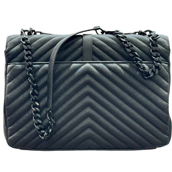 YSL SAINT LAURENT COLLEGE LARGE CHAIN QUILTED TEXTURED-LEATHER SHOULDER BAG - Picture 2 of 15